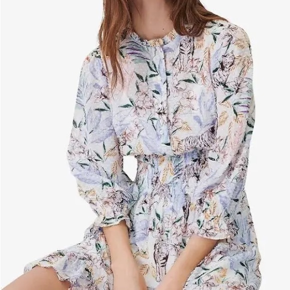 Maje White Jungle Rythonela Floral Print Woven Mini Dress - Picture 7 of 7